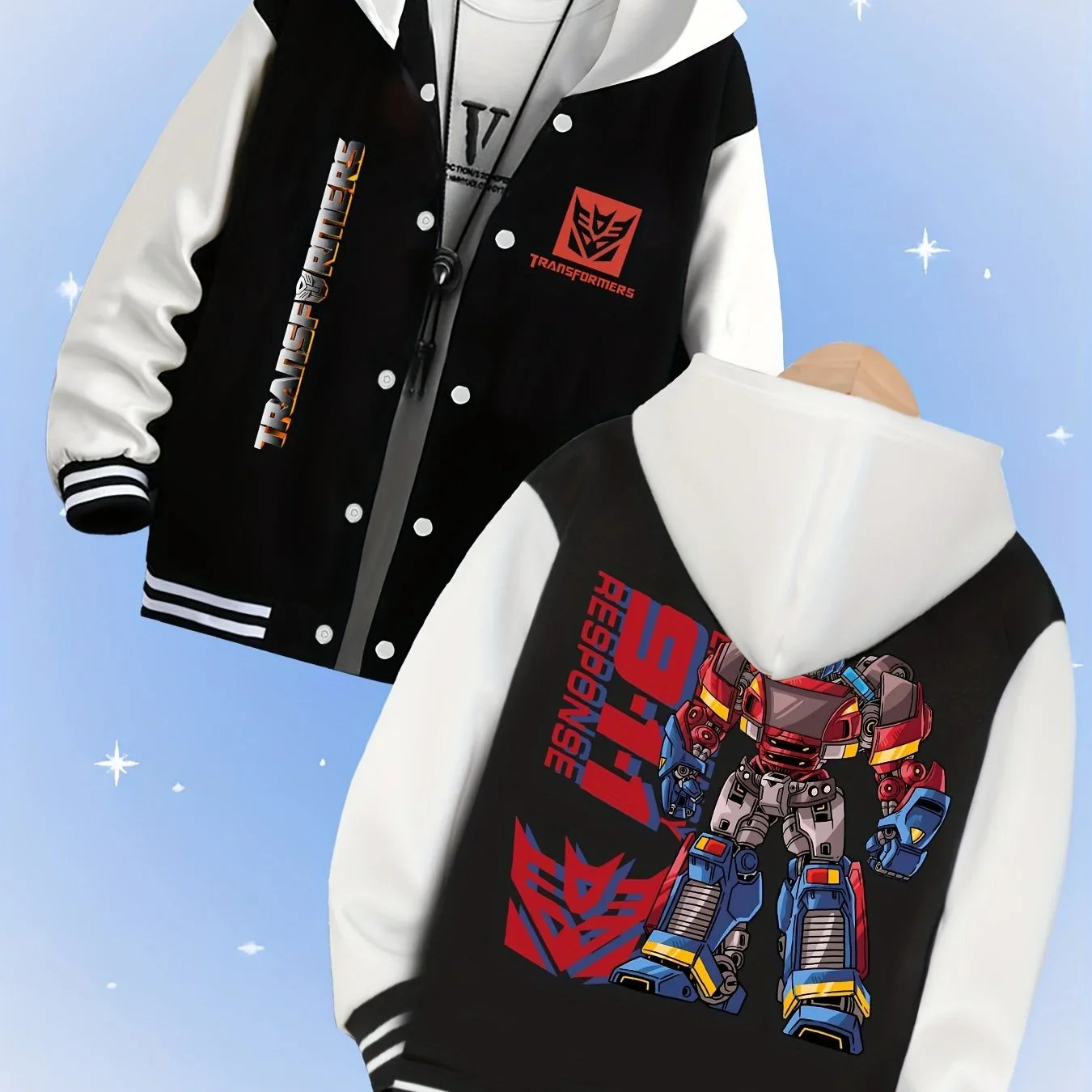 Transformers New Design Jacket - Black & White