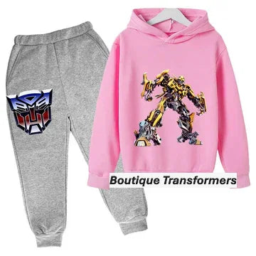 Ensemble enfant gris et rose avec sweat Bumblebee et pantalon logo Autobots – Transformers.