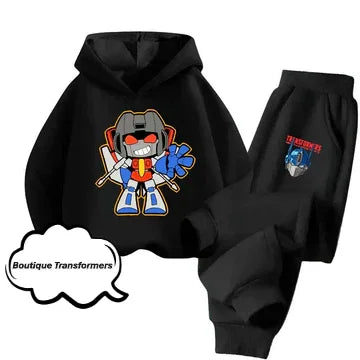 Ensemble enfant noir avec sweat et pantalon, motif Optimus Prime en cartoon – Transformers.