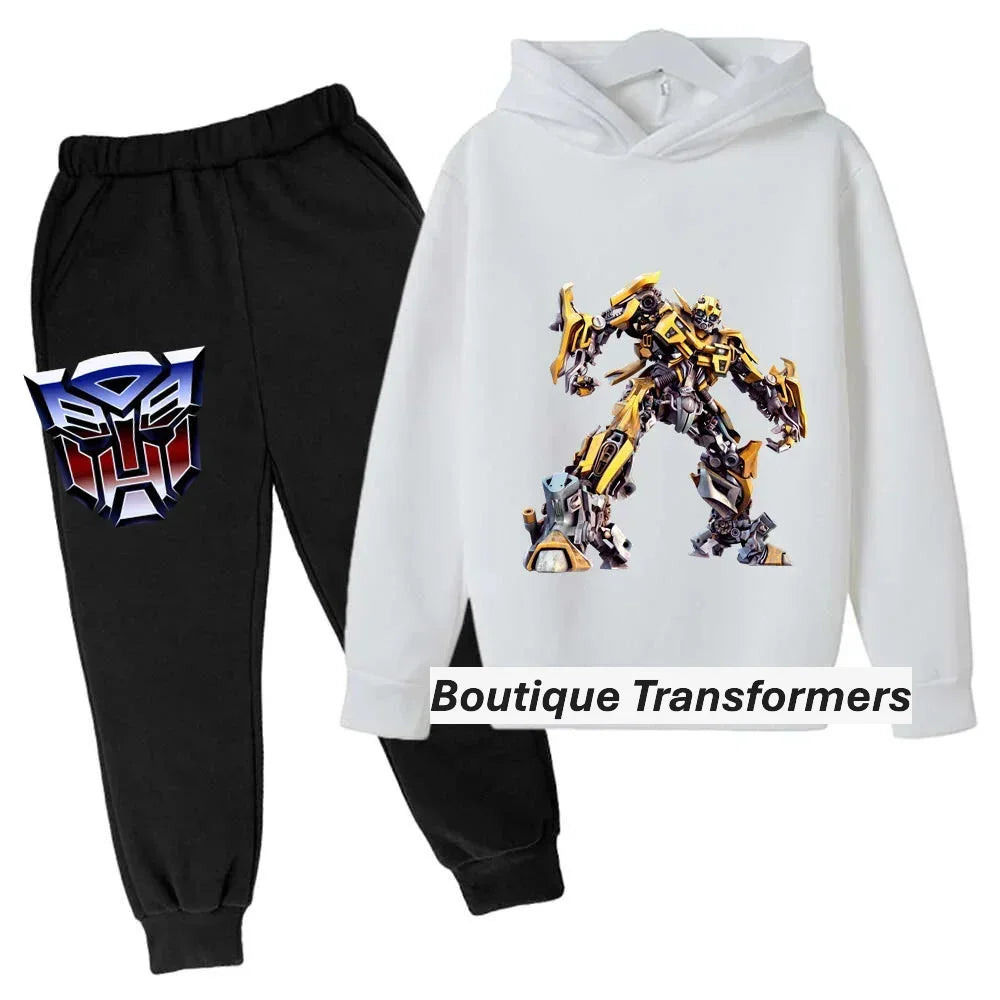 Ensemble enfant noir et blanc avec sweat à capuche Bumblebee et pantalon orné du logo Autobots – Transformers.