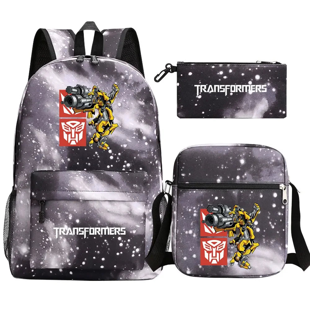 Mochila escolar con diseño de Bumblebee y la nieve de Transformers