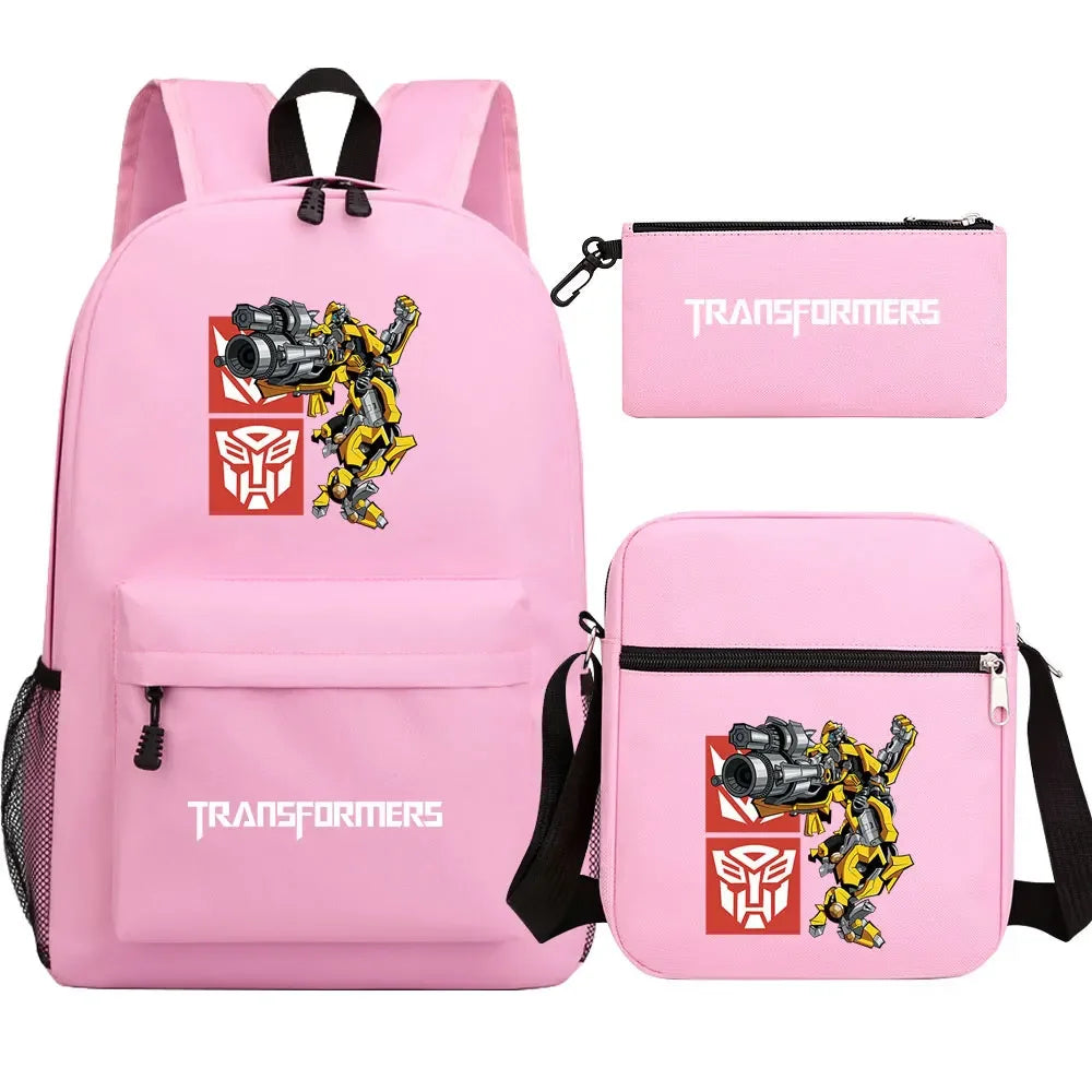 Conjunto de mochilas escolares rosas de Autobots y Bumblebee