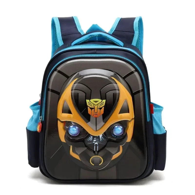 Sac à dos enfant Bumblebee noir et bleu, motif visage robot jaune, logo Autobot – Transformers.