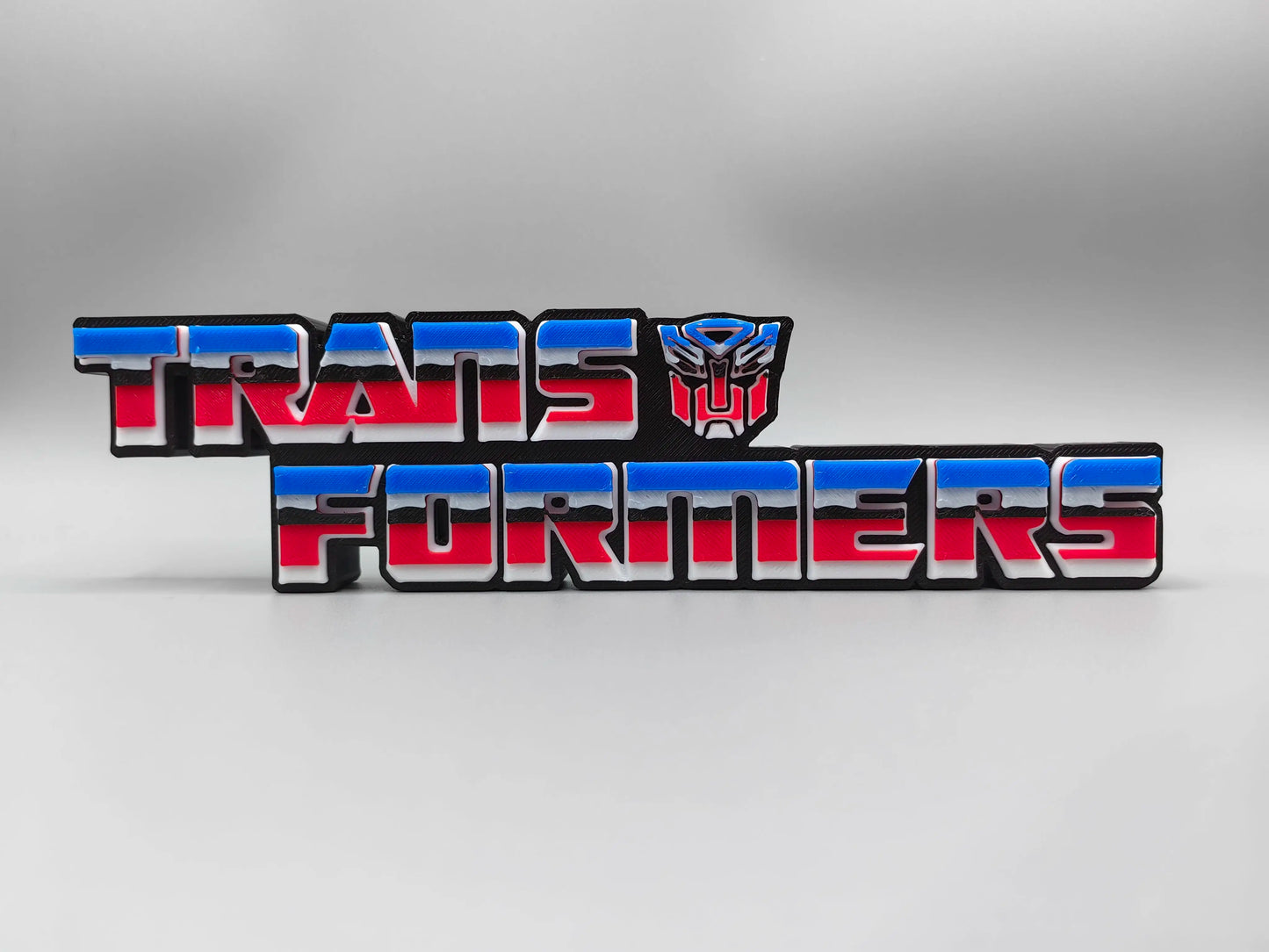 Plaque Transformers Logo Autobot Rouge et Bleu — Décoration Bureau Support Trois Dimensions