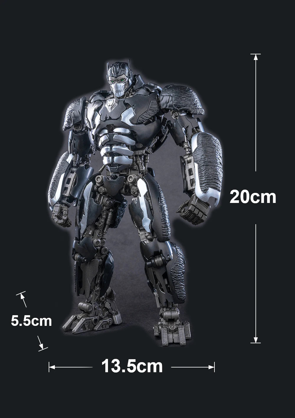 Figurine Transformers Scourge Chrome Noir — Guerrier Prédateur Casque Intégral