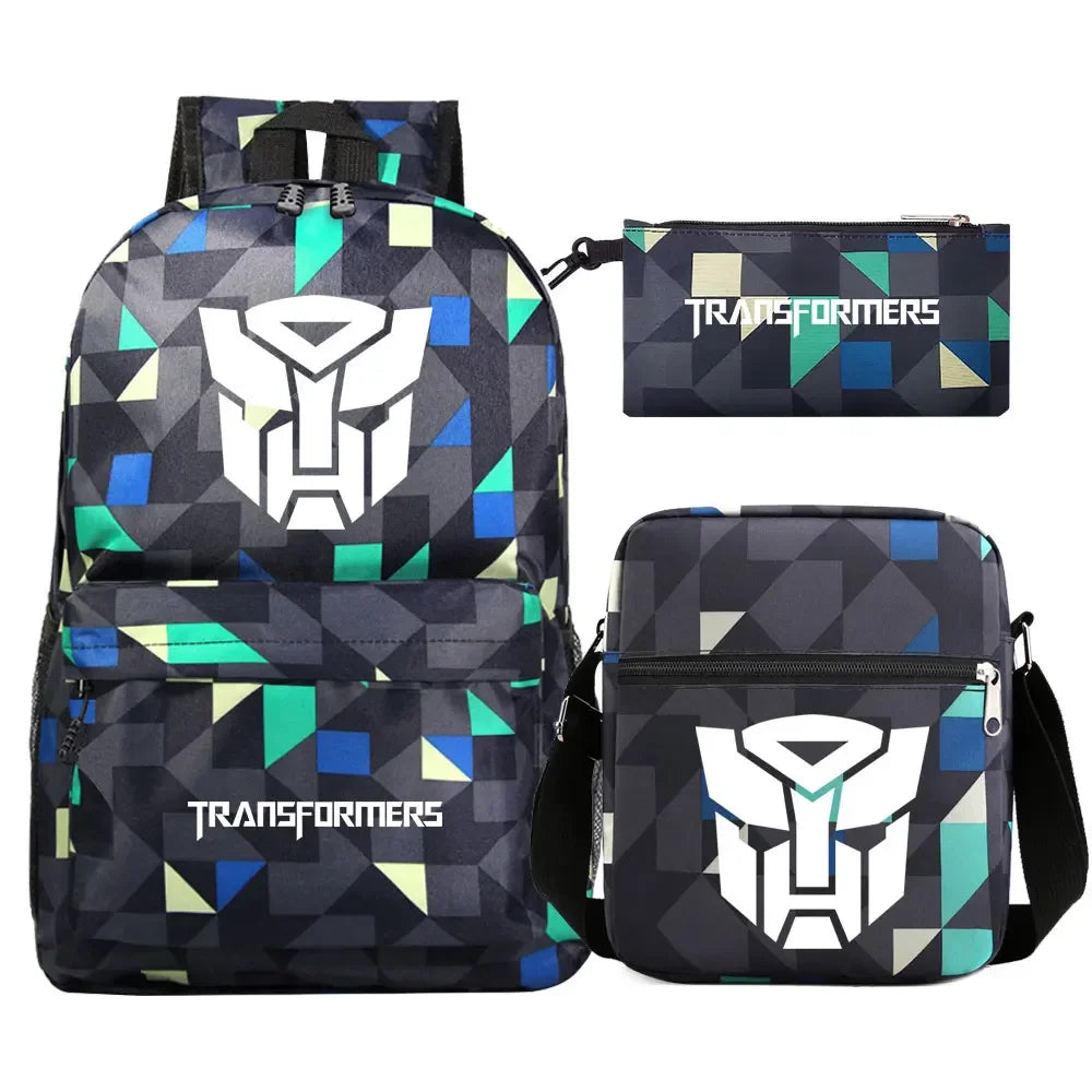Conjunto de mochilas escolares con fragmentos de Autobots