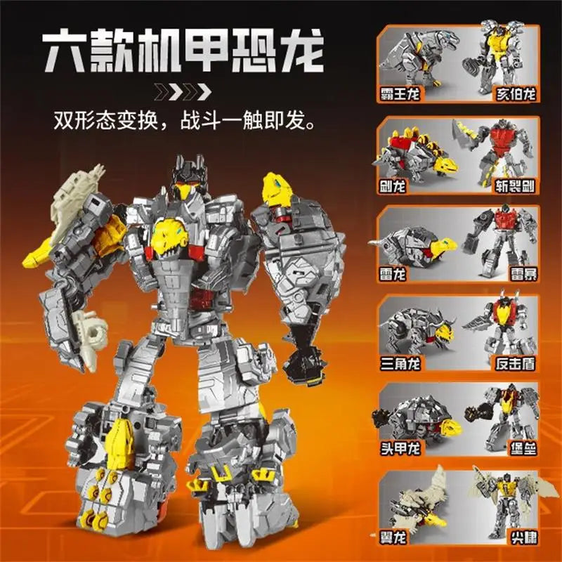 Figurine Transformers Dinoking Six Dinosaures — Coffret Combineur Gris Sans Boîte
