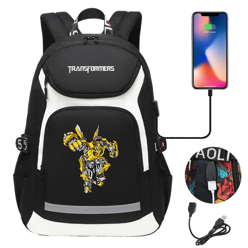 Mochila con puerto USB conectado Bumblebee de color negro