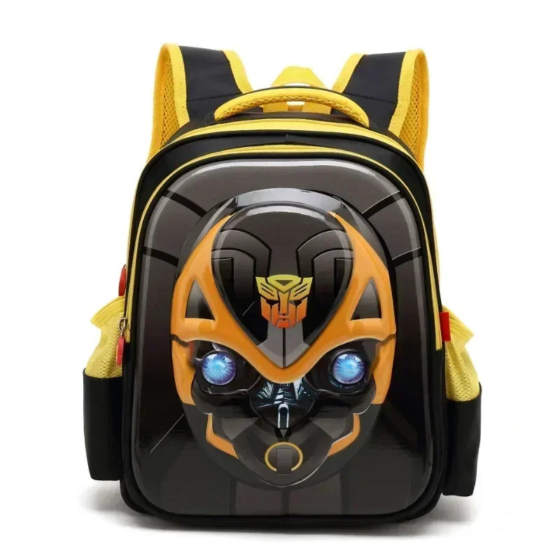 Sac à dos enfant noir et jaune avec visage de Bumblebee, détails brillants – Transformers.