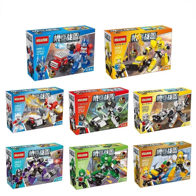 Ensemble de boîtes de blocs de construction robots colorés, figurines et véhicules – Transformers