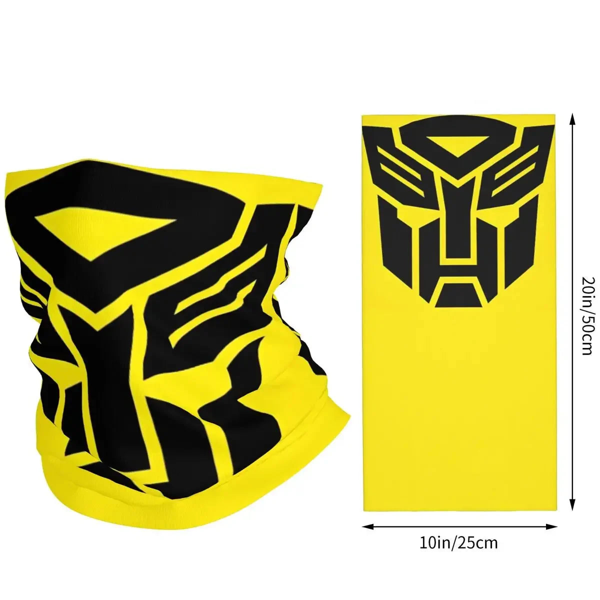 Tour de cou jaune à motif logo Autobot noir, tissu extensible, taille 50x25cm – Transformers.