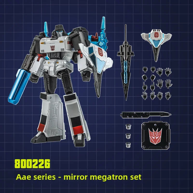 Figurine Transformers Megatron Miroir AAE — Univers Shattered Glass Blanc et Bleu