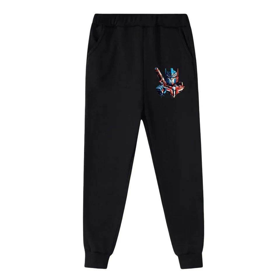 Pantalon jogger noir avec motif Optimus Prime coloré sur la jambe gauche – Transformers.