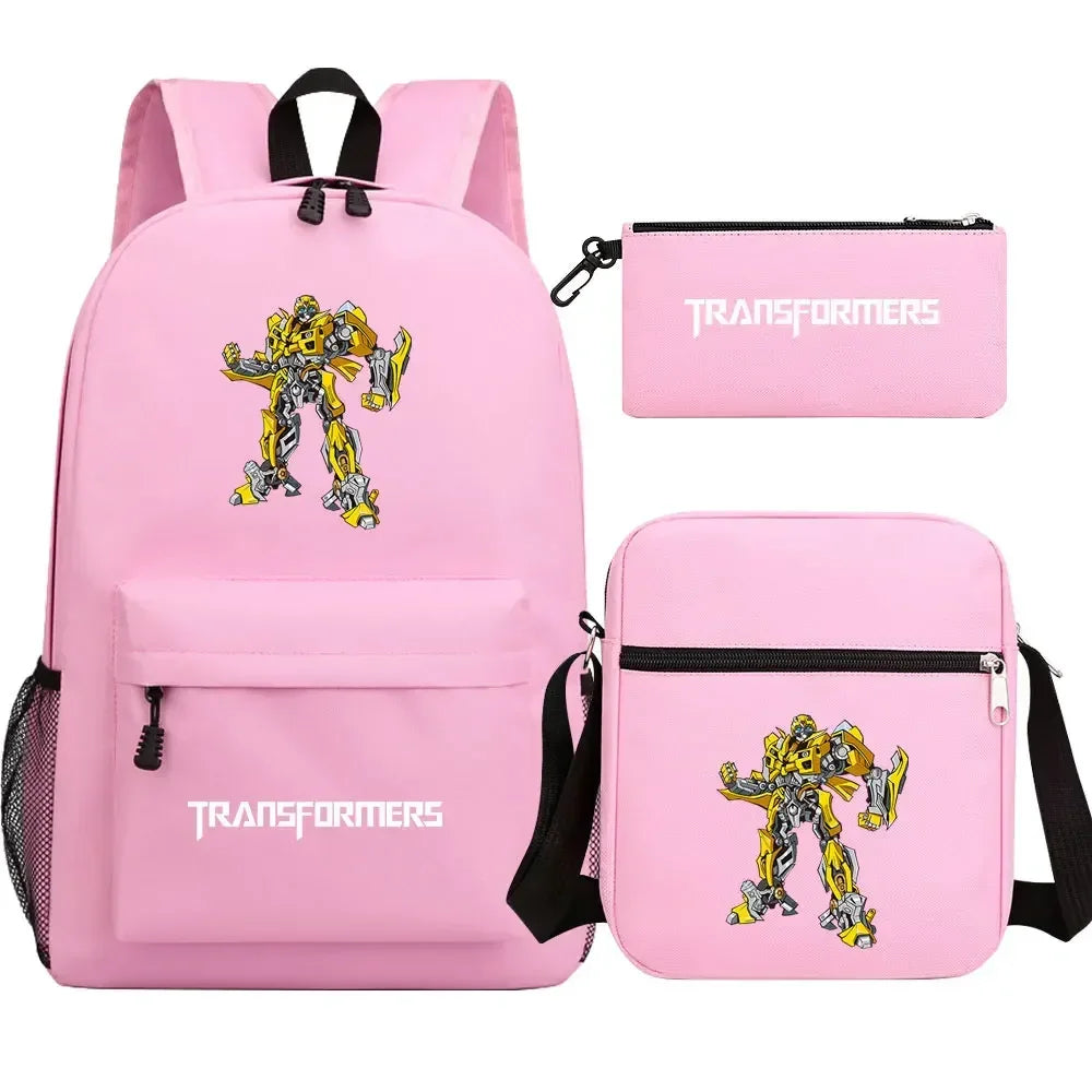 Ensemble cartable rose Transformers avec Bumblebee jaune, sac à dos, trousse et sac bandoulière – Transformers.