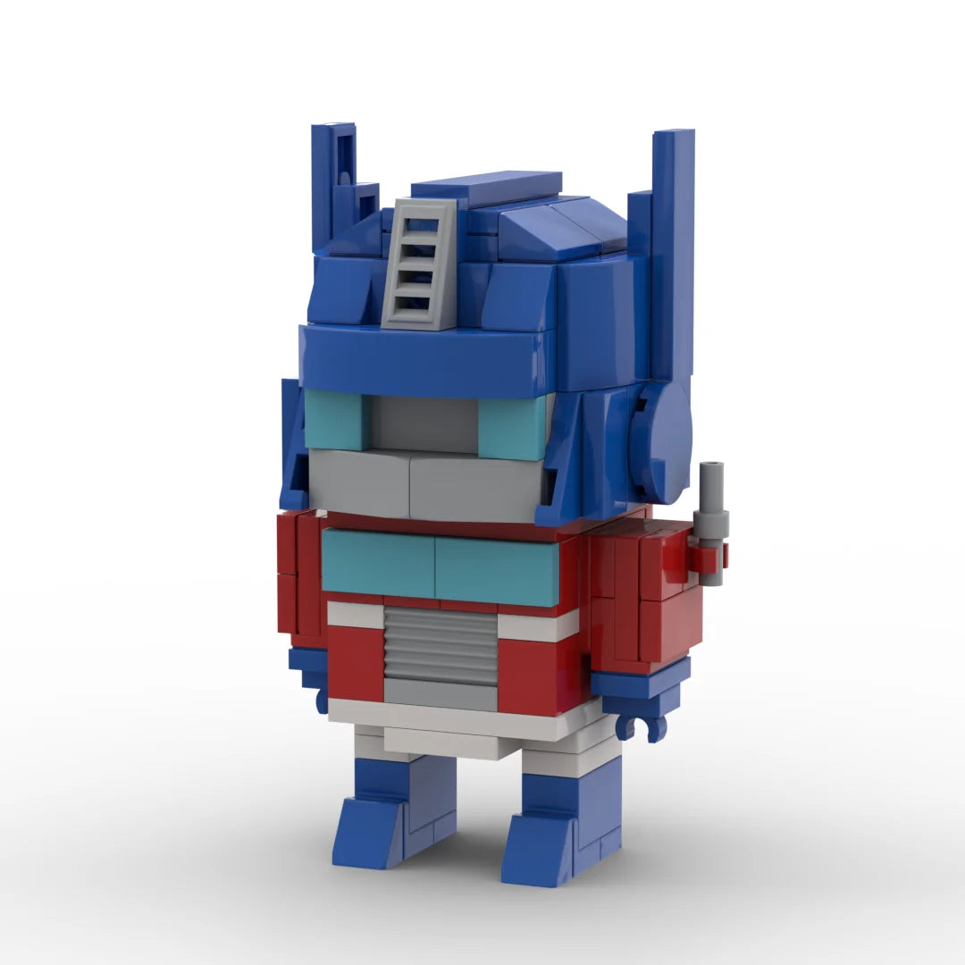 Figurine Transformers Optimus Prime 2.0 Brick — Silhouette Bleue et Rouge Compacte