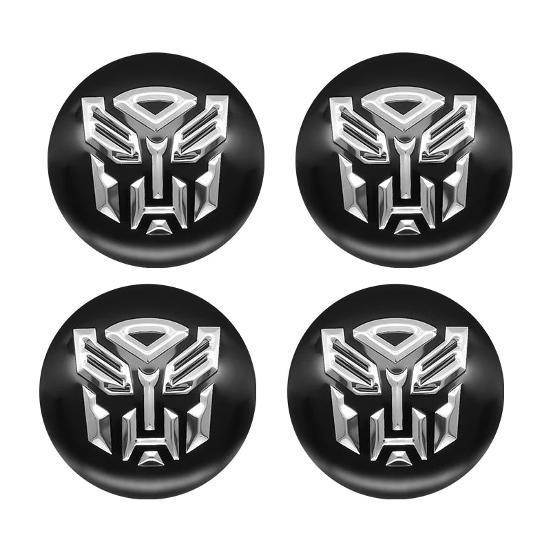 4 emblemas negros y plateados para ruedas de 56 mm - Autobots