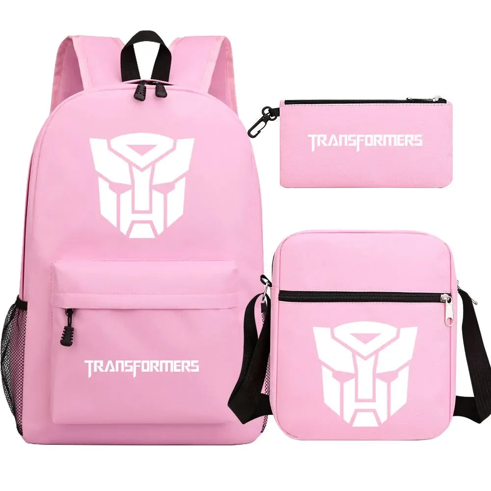 Conjunto de mochilas escolares rosas de Autobots
