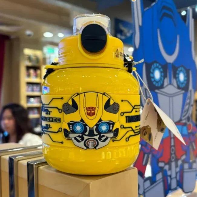 Gourde jaune à motif Bumblebee, motif robot, style cartoon, décor de magasin – Transformers.