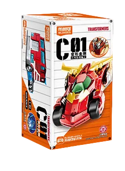 Mini-Figurine Transformers Voiture de Course Rouge — Format Compact Visière Verte
