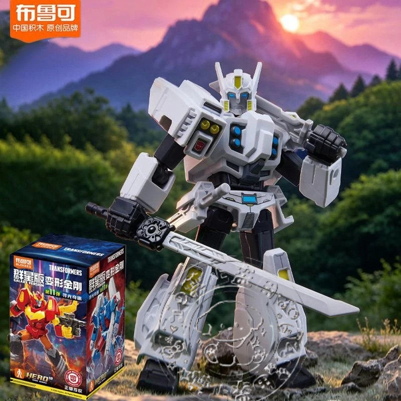 Figurine Transformers Drift Blanc — Blokees Galaxy Guerrier Lame d'Argent