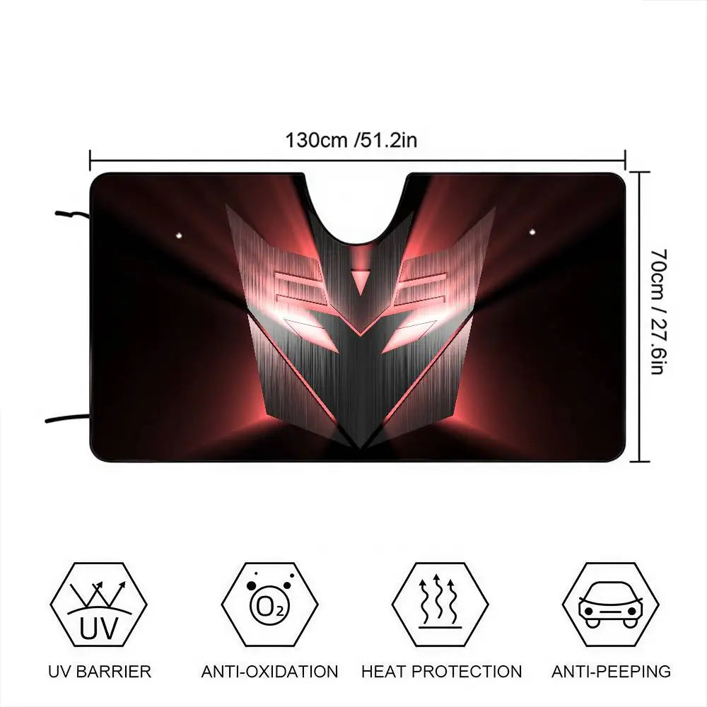 Pare-Soleil Transformers Masque Decepticon Écarlate — Protection Solaire Auto Design Tranchant