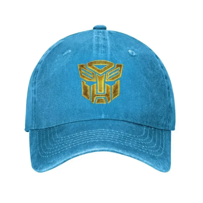 Casquette bleue avec logo doré Autobots brodé sur le devant, style casual – Transformers.