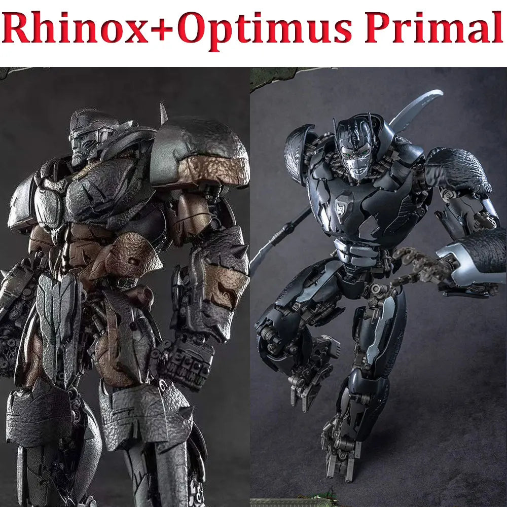 Duo Figurines Transformers Rhinox & Optimus Primal — Statue Premium Weathered Beast Wars