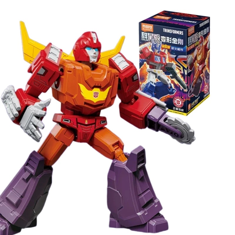 Figurine Transformers Hot Rod — Tête Flamme Dorée Guerrier Orange et Violet