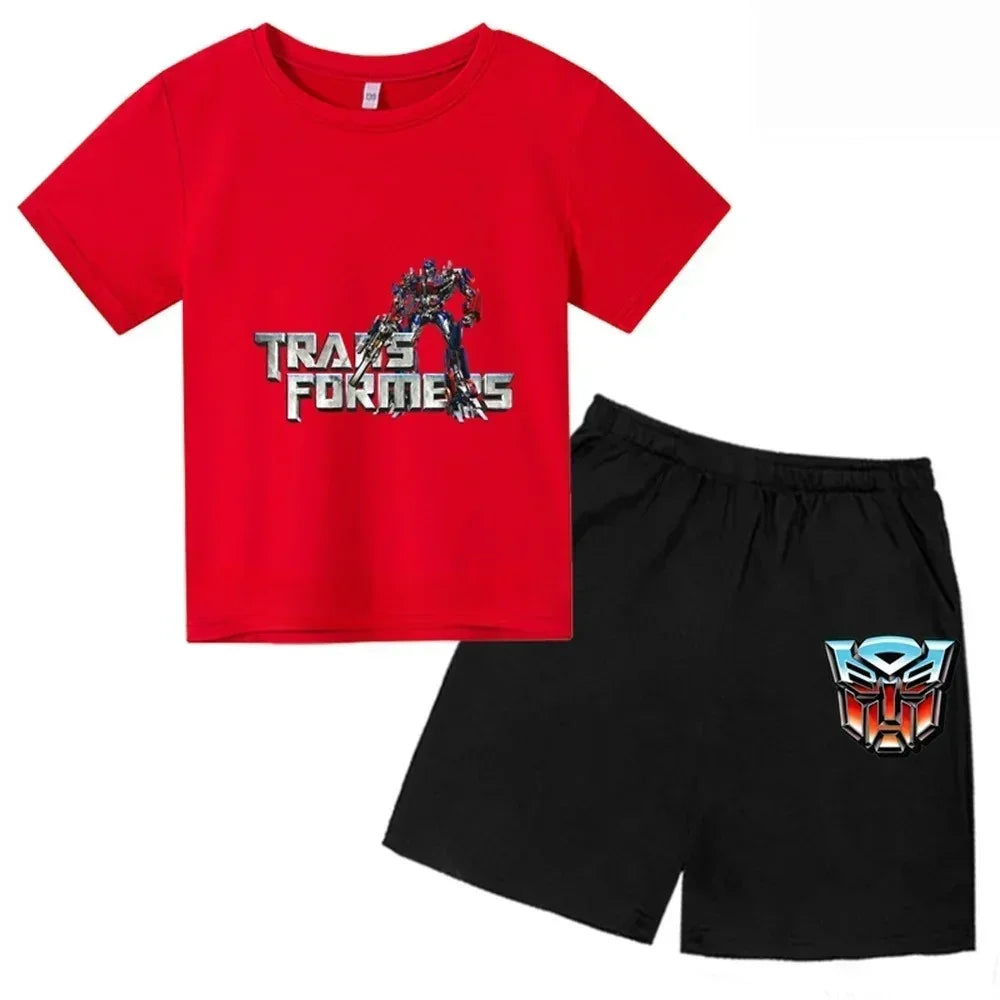 Pyjama enfant rouge et noir Transformers avec robot et logo, style graphique moderne – Transformers.