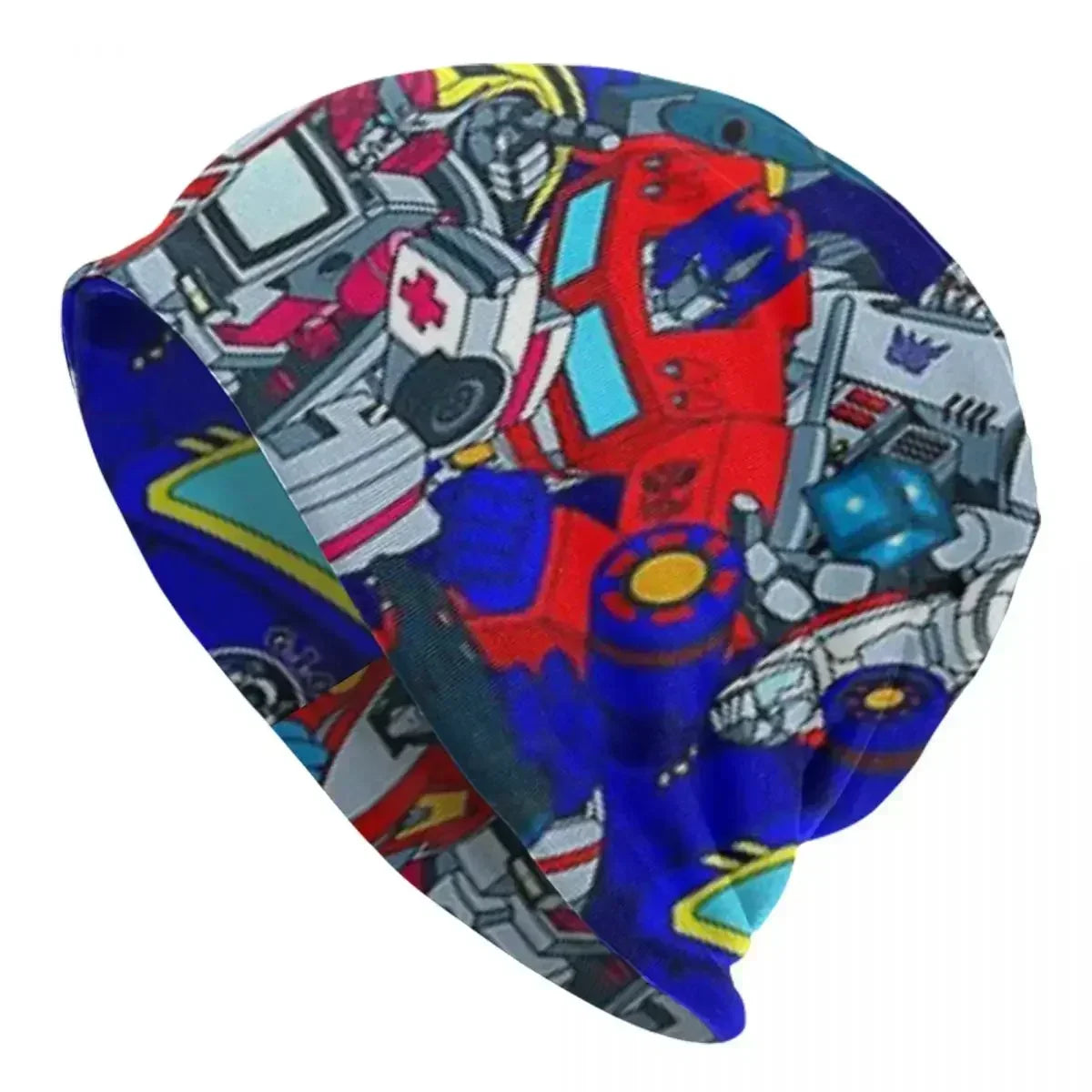 Bonnet coloré avec motifs de robots Transformers, Optimus Prime en rouge, style bande dessinée – Transformers.