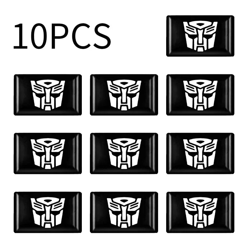 Lot de 10 autocollants noirs logo Autobot blanc, rectangulaires, style minimaliste – Transformers.