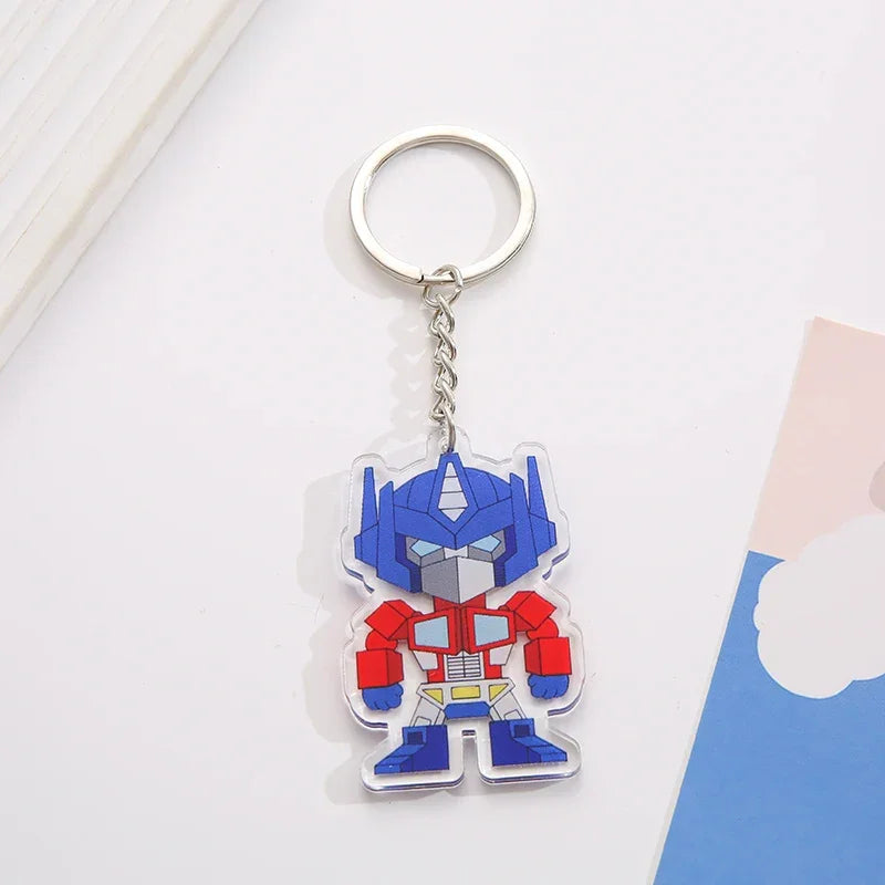 Porte-clés Optimus Prime chibi, personnage coloré bleu et rouge sur fond blanc – Transformers.