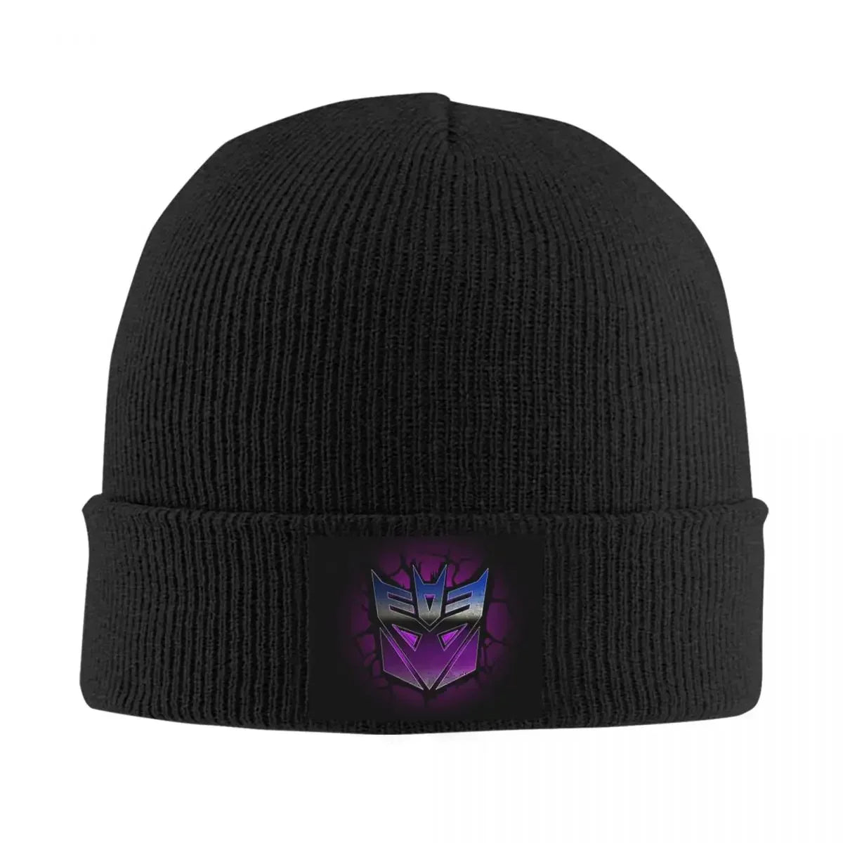 Bonnet noir avec logo Decepticon violet brodé sur le devant, style casual – Transformers.