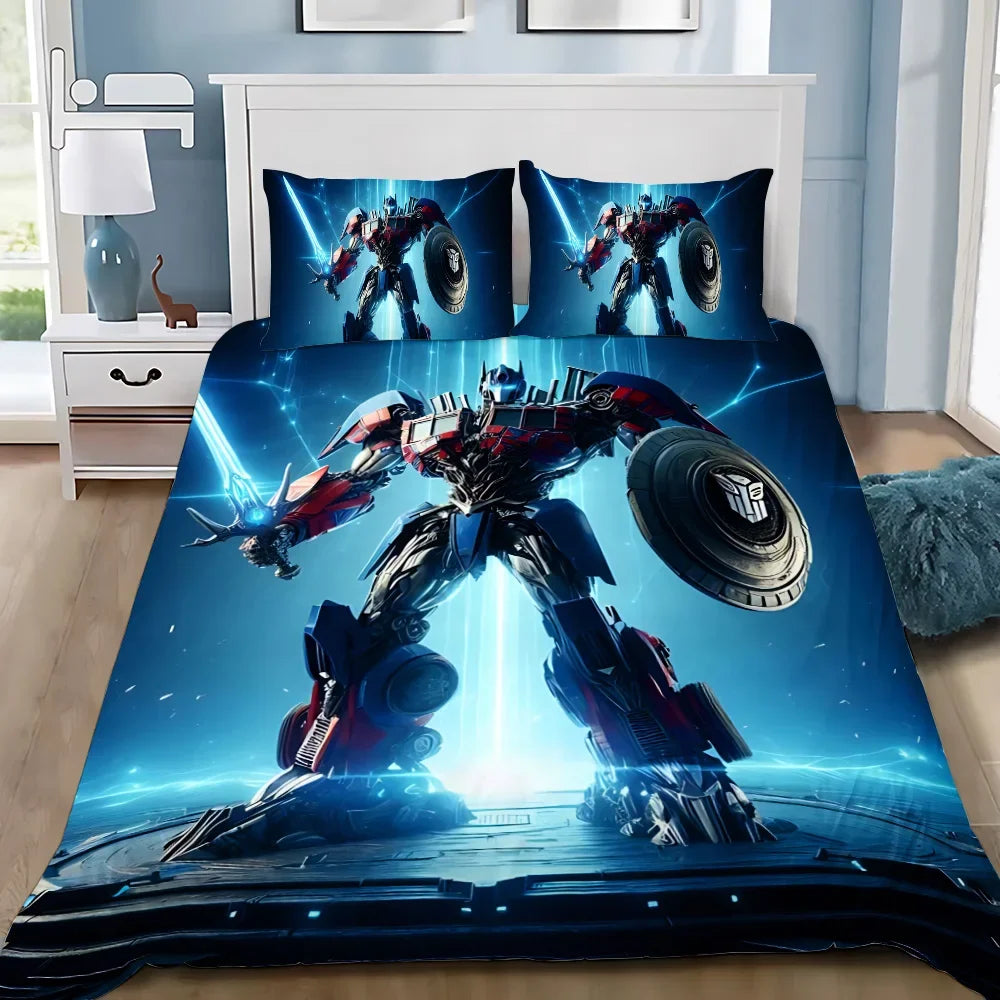 Parure de lit Optimus Prime bleu avec épée, motif robot dynamique en chambre – Transformers.