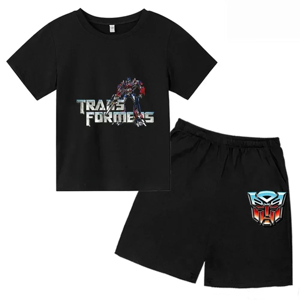 Pyjama enfant noir avec Optimus Prime, logo Autobots et lettrage argenté – Transformers.