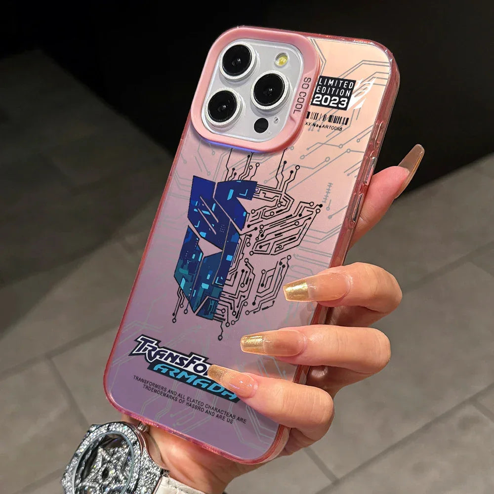 Coque de téléphone transparente avec logo stylisé, circuits imprimés, édition limitée 2023 – Transformers.