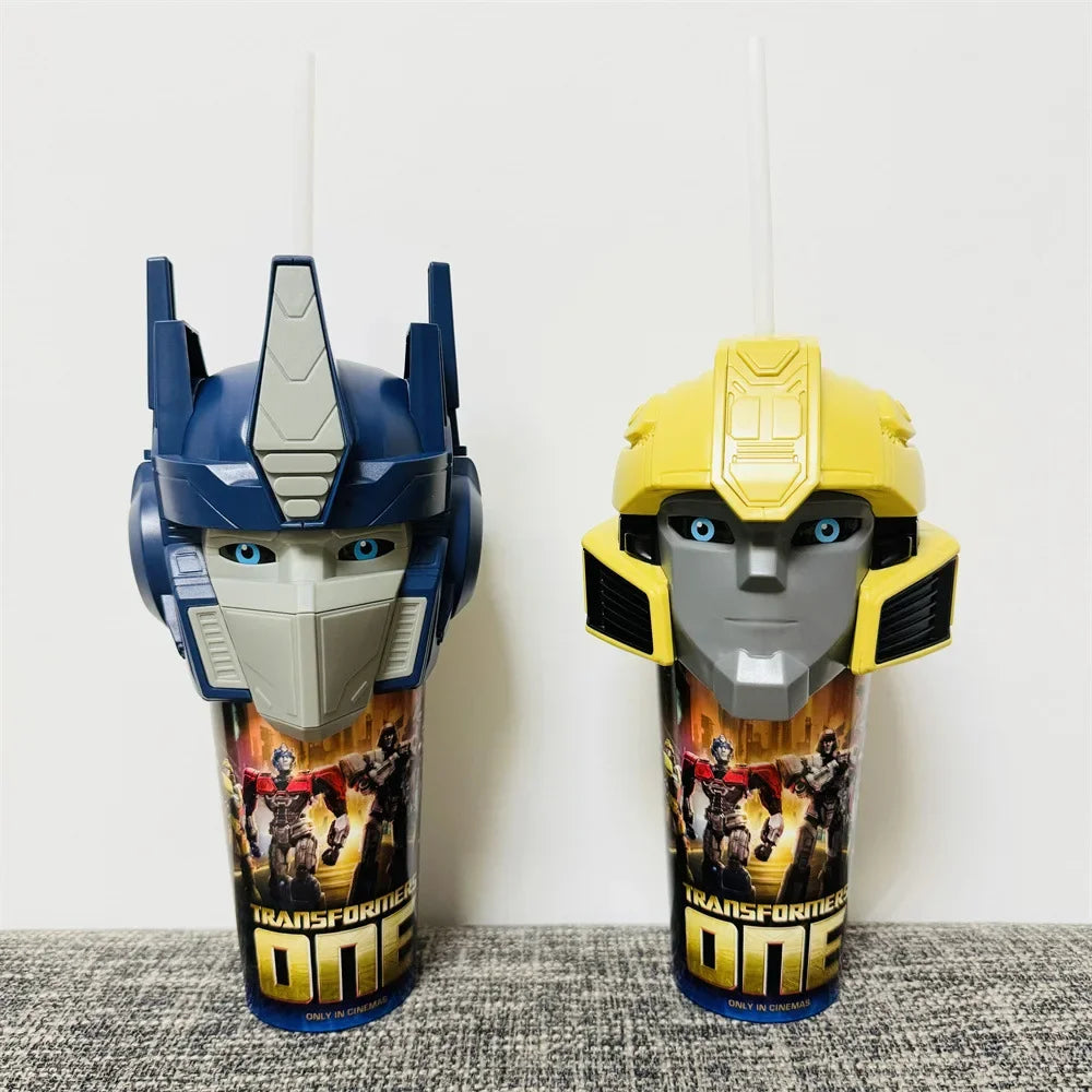 Gobelets Transformers ONE avec couvercles têtes de robots bleu et jaune, décor héros film – Transformers.