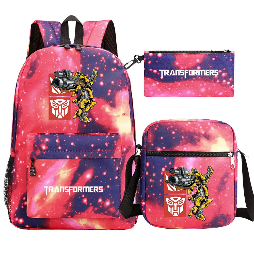 Conjunto de mochila escolar Galaxy Pink de Autobots y Bumblebee