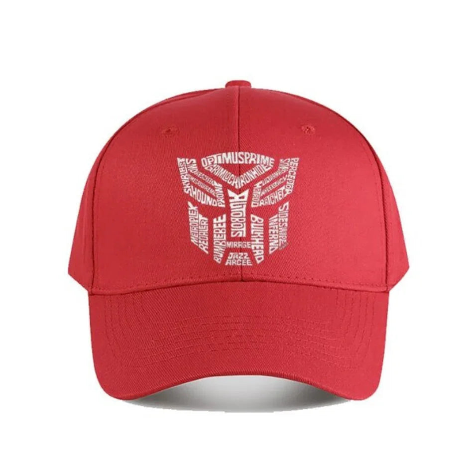 Casquette rouge avec logo Autobot blanc en mots, style streetwear Geek – Transformers.