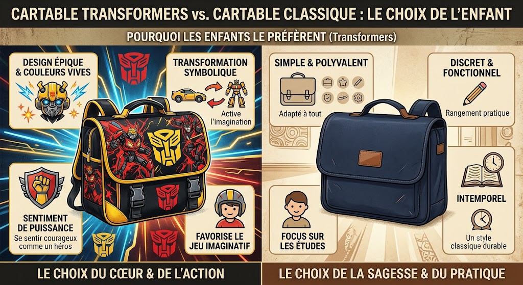 Cartable Transformers vs cartable classique : pourquoi les enfants le préfèrent