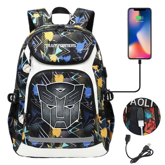 Sac à dos Autobots Transformers avec port USB, écouteurs et enceinte Bluetooth pour rester connecté