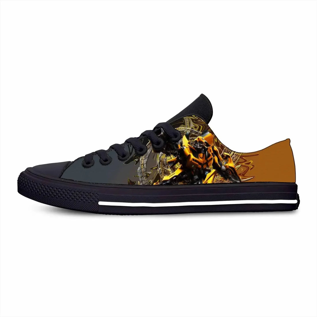 Chaussures Transformers Bumblebee Or et baskets customisées avec écussons Autobots