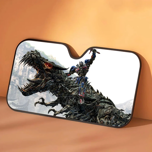 Pare-Soleil Transformers Grimlock Dinosaure Blanc — Protection Solaire Auto Rugissement Silencieux