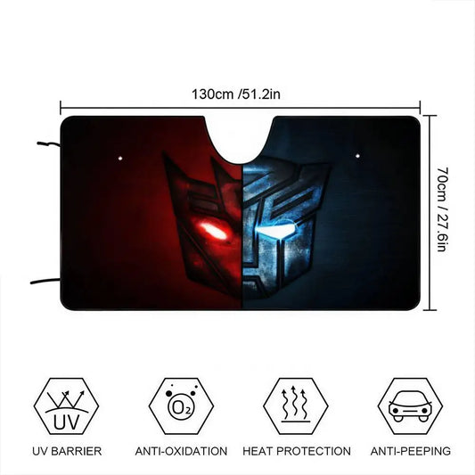 Pare-Soleil Transformers Diptyque Autobot — Protection Solaire Auto Rouge et Bleu