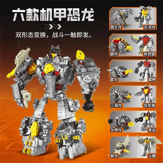 Transformers Dinoking Six Dinobots Figures — Gray Combiner Set No Box