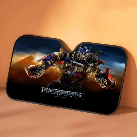 Pare-Soleil Transformers Optimus Prime Tempête de Sable — Protection Solaire Auto Désert Doré