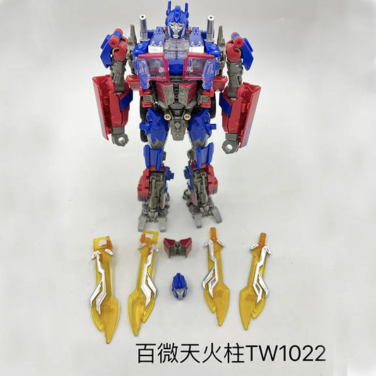 Figurine Transformers Optimus Prime Flammes Turquoise — Camion Articulé TW1022