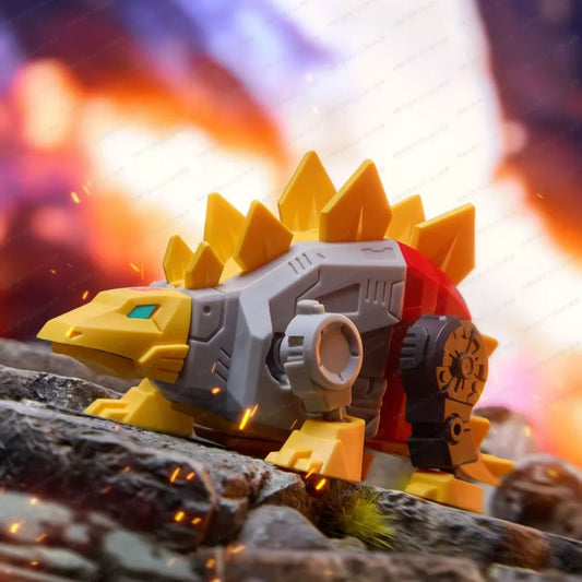 Transformers Snarl Blokees Flammes Figurine — Gray and Yellow Stegosaurus Battle Zone
