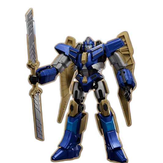 Figurine Transformers Sentinel Prime Origine Blokees — Robot Bleu et Doré Articulation Mobile
