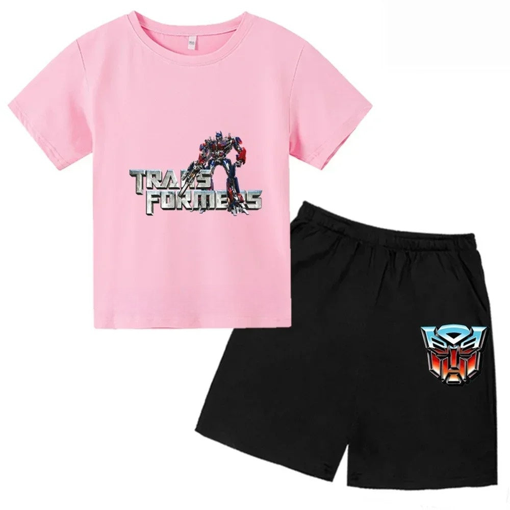 Transformers Kids T-Shirt and Shorts Pink/Black - Optimus Prime